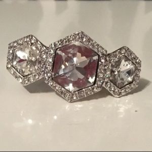 Nordstrom Crystal Ring Silver tone Party Christmas New Years Holiday Size 7